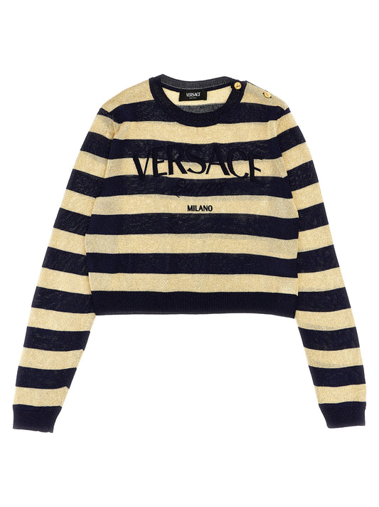 Lurex striped sweater with logo embroidery Sweater, cardigans