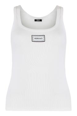 Versace Ribbed stretch tank top in cotton