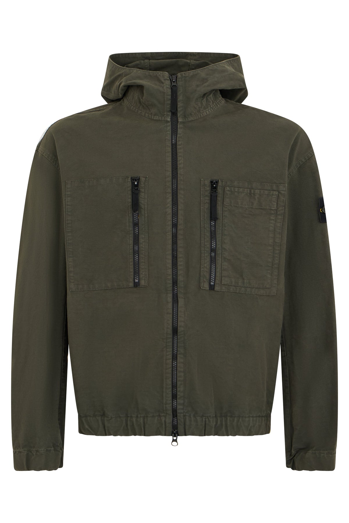 Stone Island Dark Green Jacket with Hood and Zip