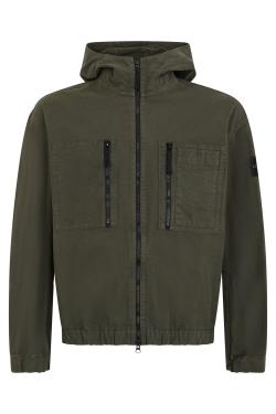 Stone Island Dark Green Jacket with Hood and Zip