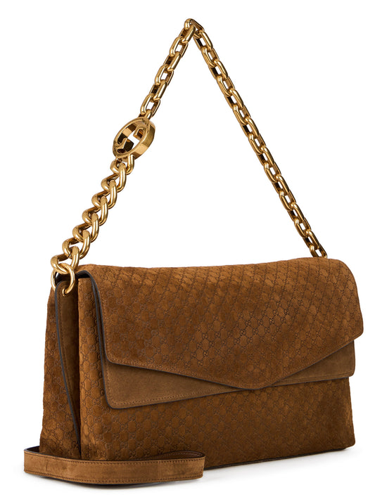 Shoulder bag in suede with large chain BAGS