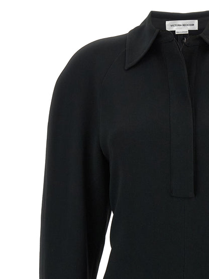 'Long Sleeve Polo Collar Midi' dress Dresses