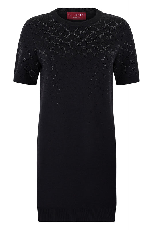 Dress in fine wool with GG crystals RTW