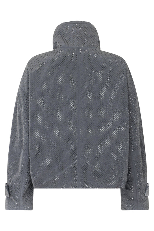 Gray nylon jacket with rhinestones RTW