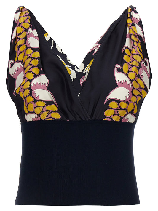 Printed silk top Tops