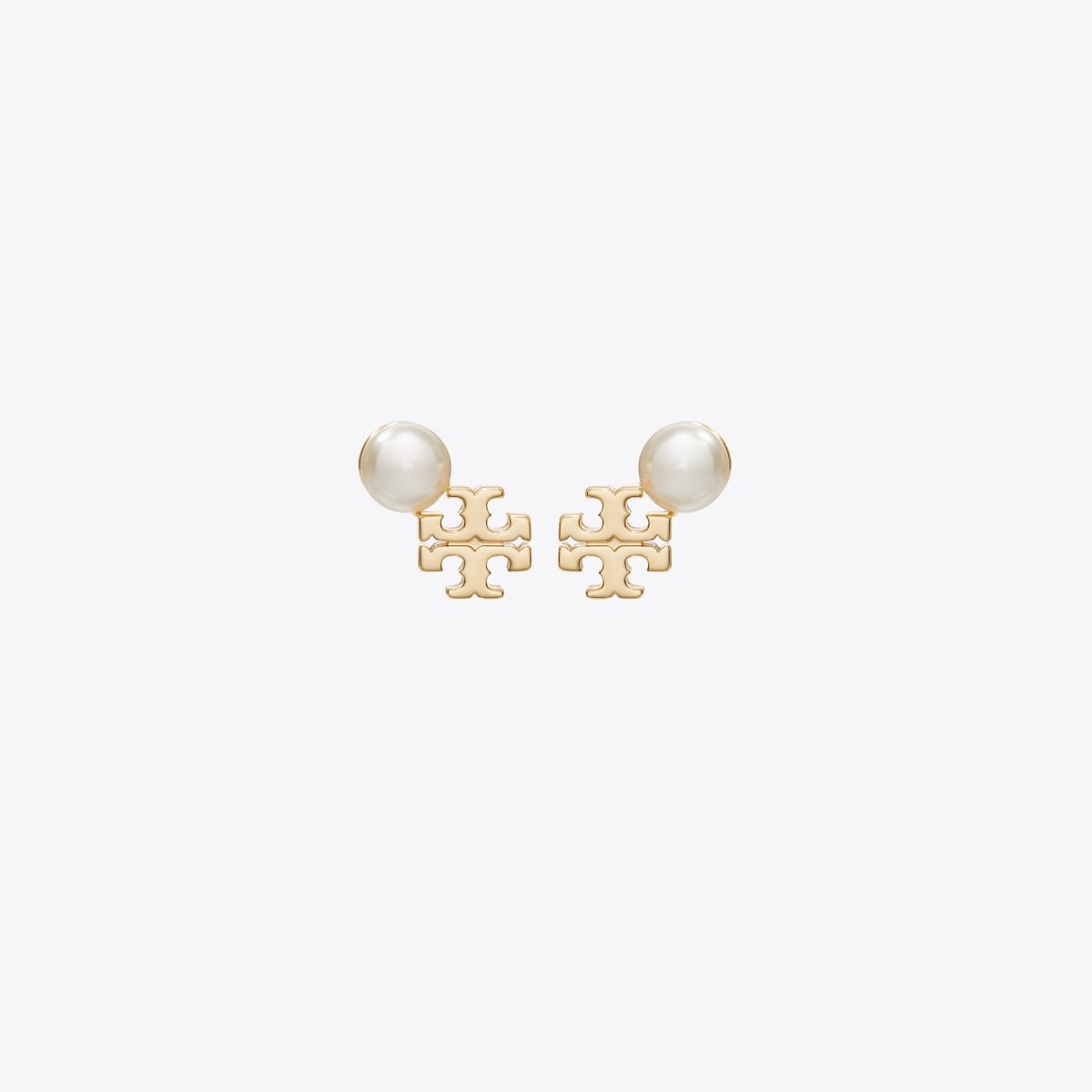 Tory Burch Moondance logo and pearl stud earrings