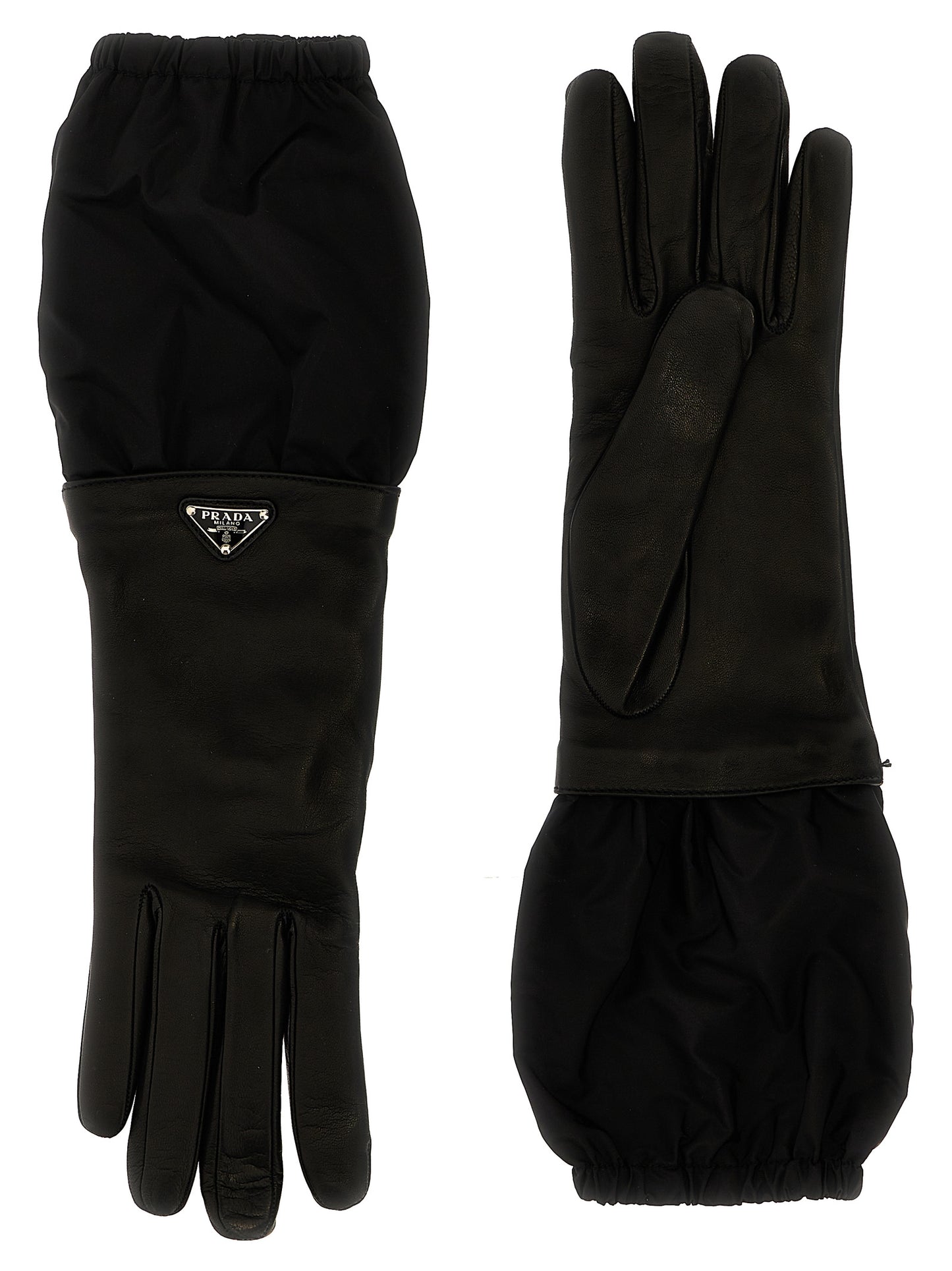Logo nylon leather gloves Gloves