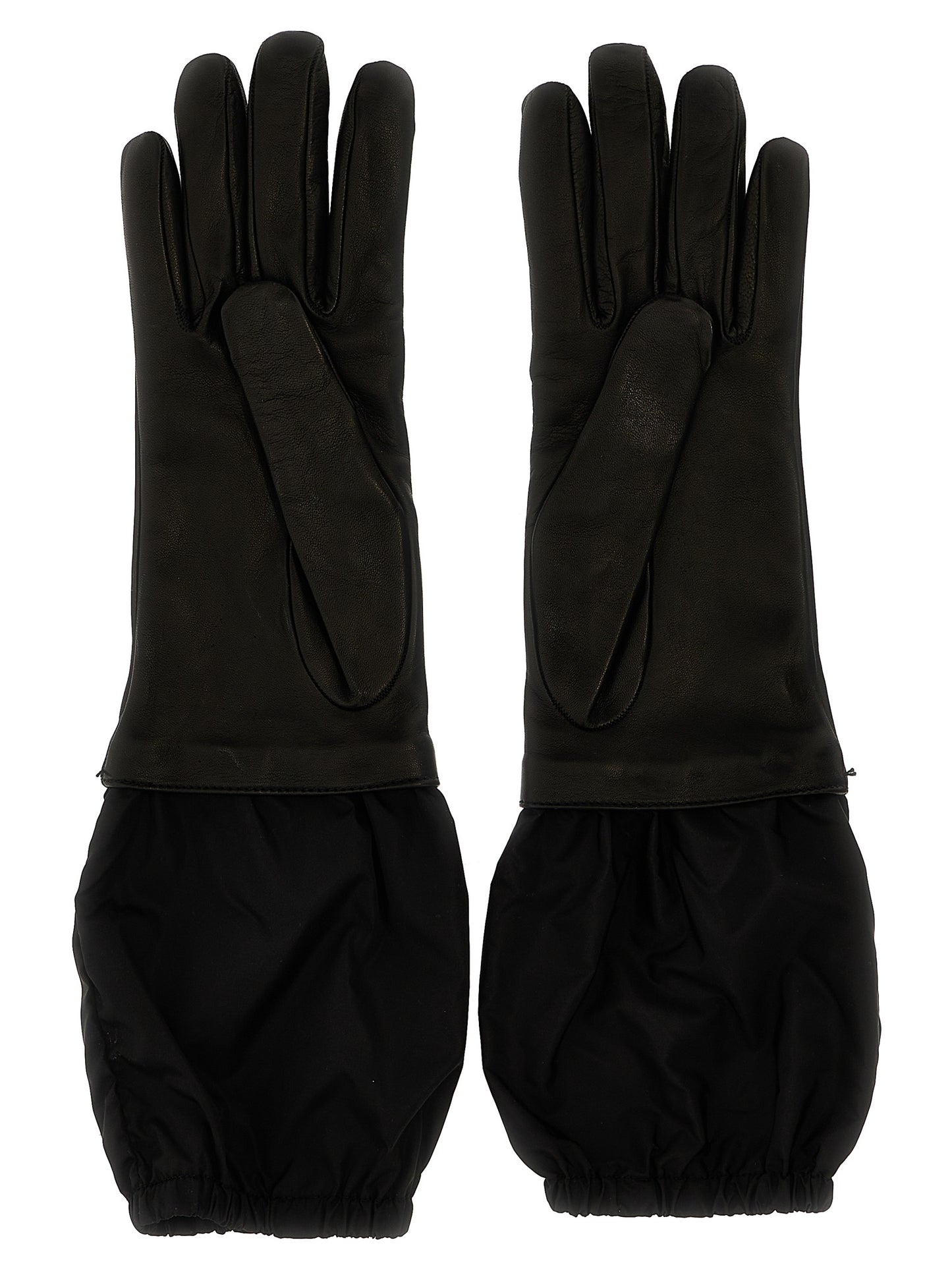 Logo nylon leather gloves Gloves