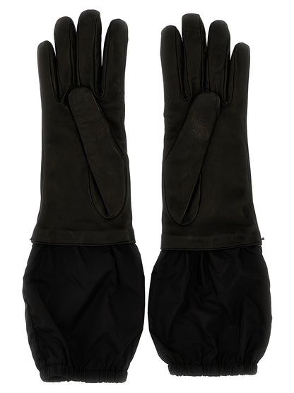 Logo nylon leather gloves Gloves