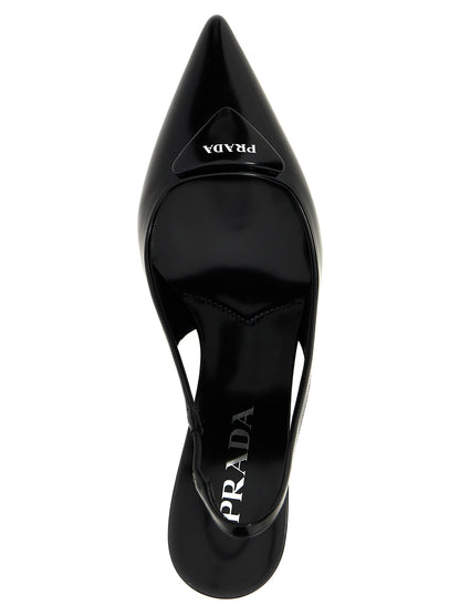 Triangle logo slingback Pumps