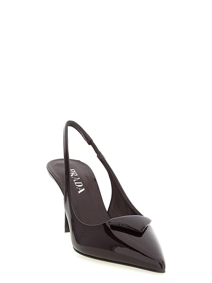 Triangle logo slingback Pumps