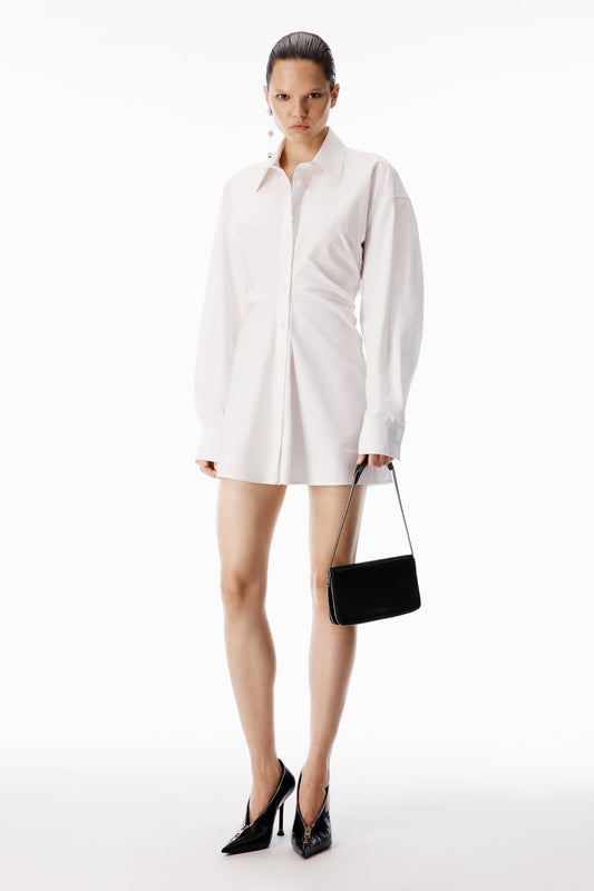Alexander Wang Ls mini shirt dress w/ gathered back zipper detail