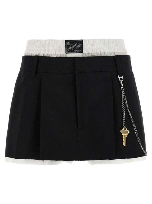 'Pre-Styled Pleated W/Chain' skort Bermuda, short