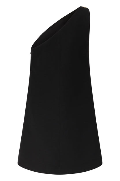 One-shoulder short dress in wool and silk blend RTW