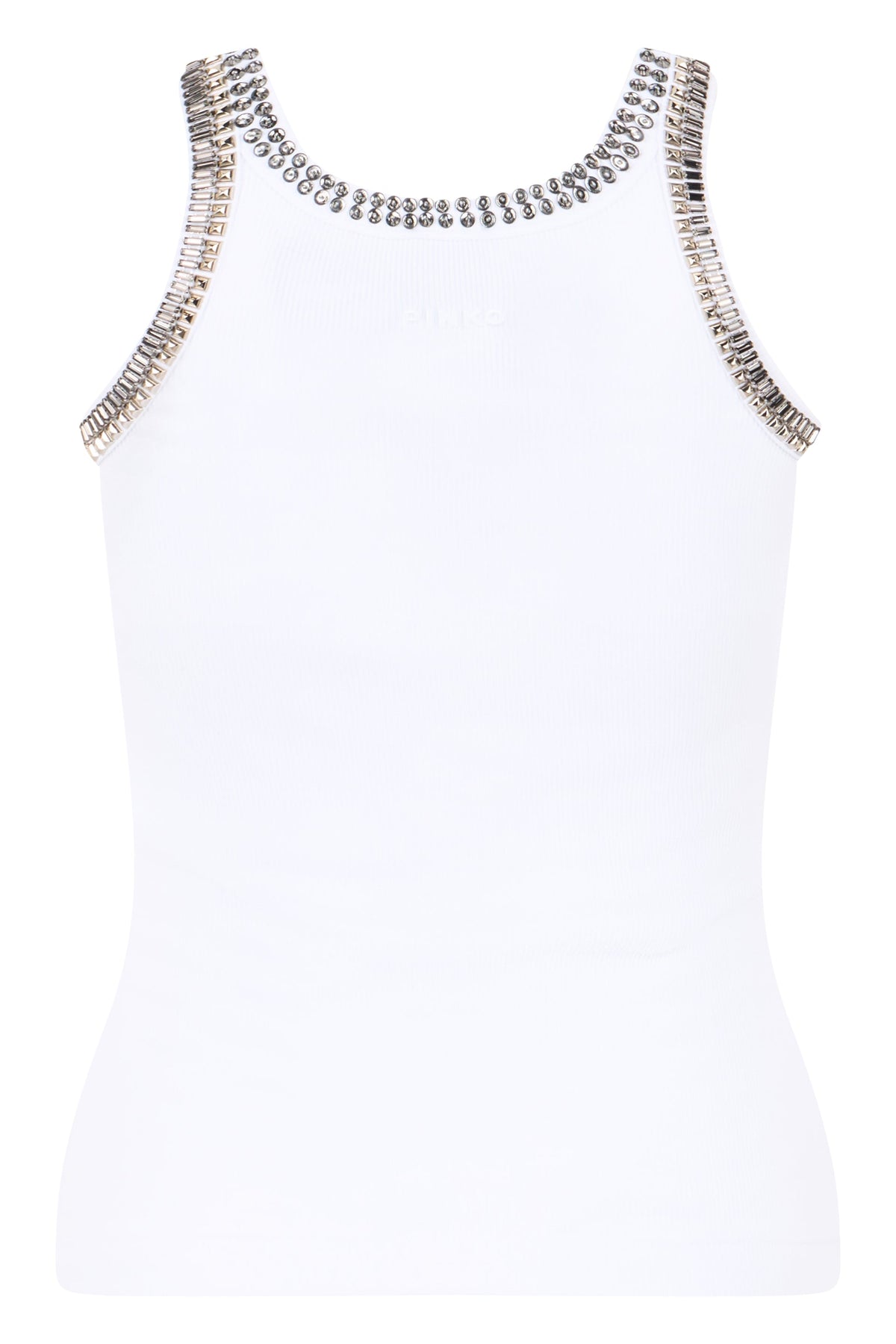 Tank top in jersey with studs and rhinestones RTW