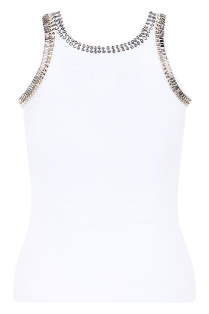 Tank top in jersey with studs and rhinestones RTW