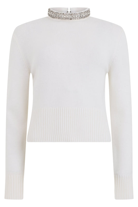 Sweater with high collar embellished RTW