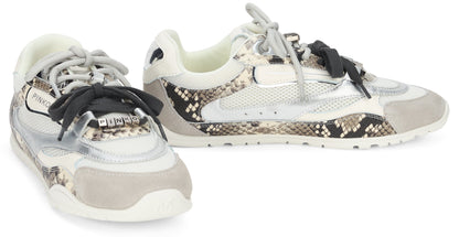 Mesh and leather sneakers with python print SHOES