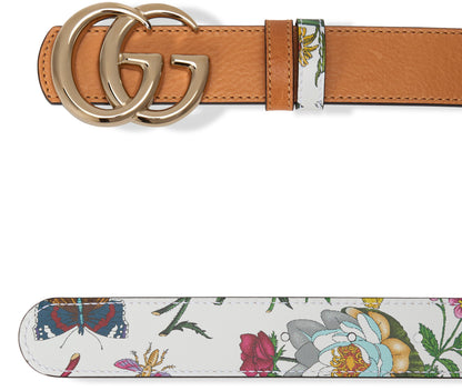 Reversible belt GG Marmont with Flora print ACC