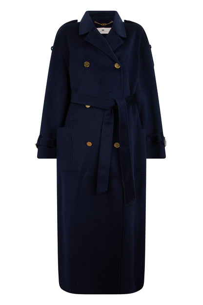 Long double-breasted coat in wool RTW