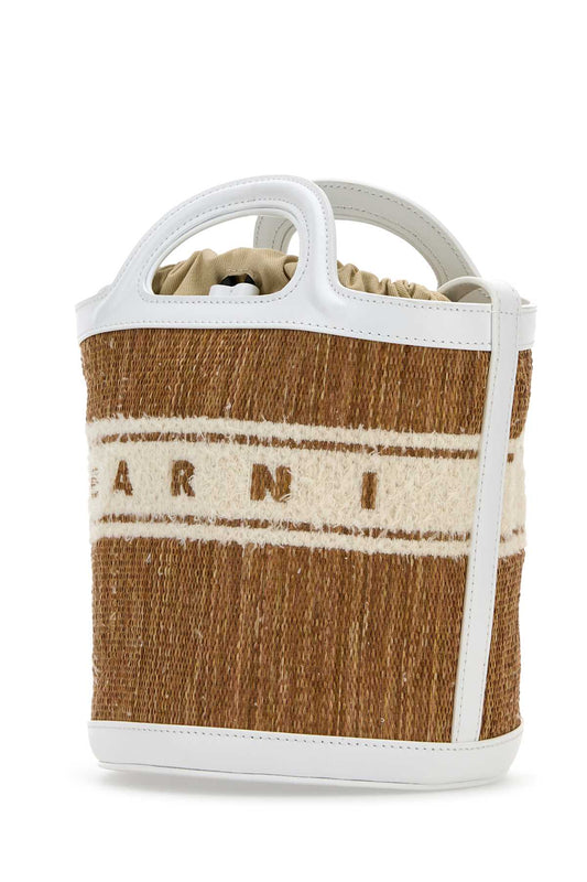 Marni Mini bucket rafia jacquard
