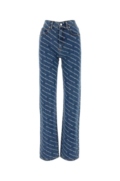 EZ  MID RISE RELAXED LOGO PRINT CLEAR BEAD HOTFIX JEANS