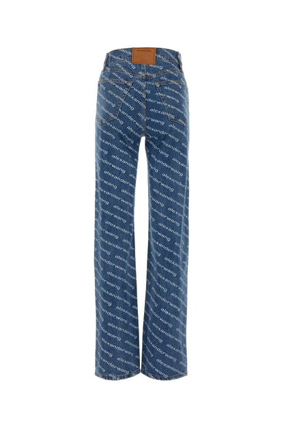 EZ  MID RISE RELAXED LOGO PRINT CLEAR BEAD HOTFIX JEANS