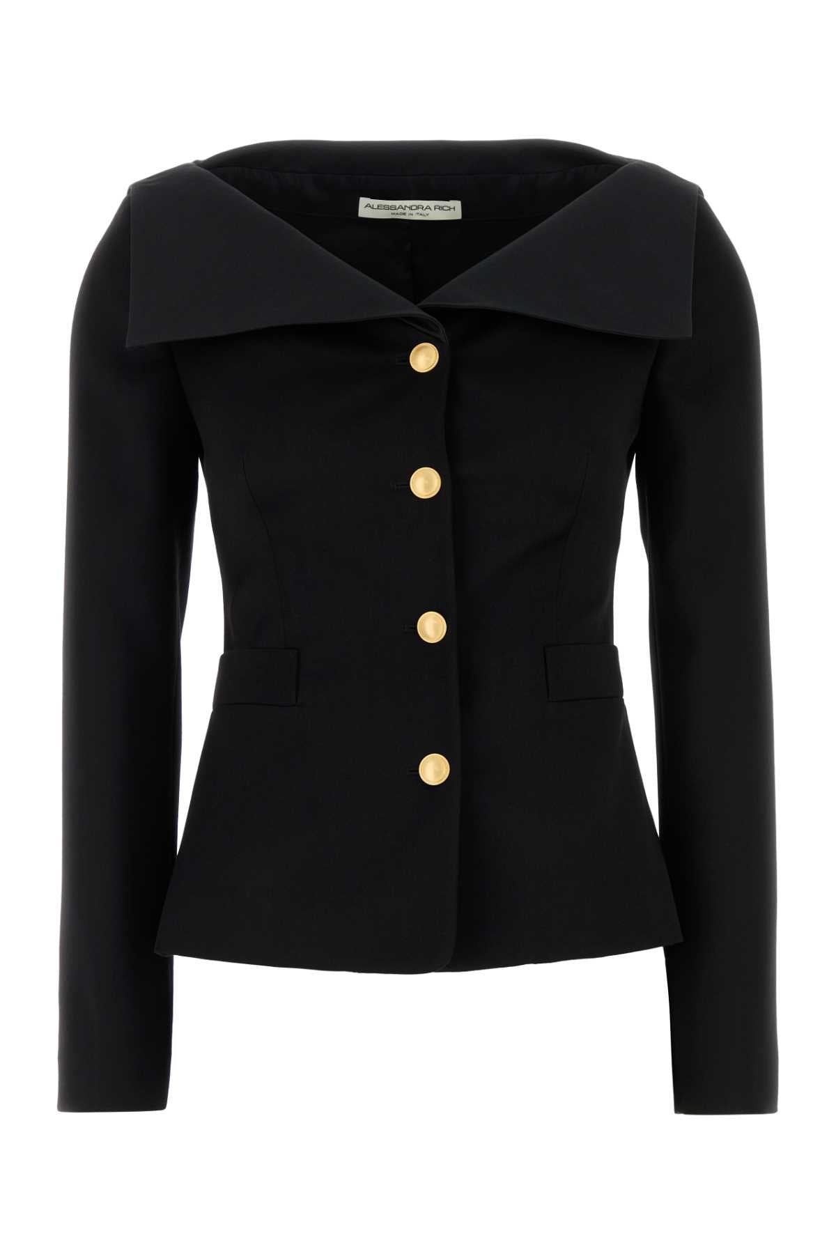 WOOL SATIN JACKET WITH MIKADO COLLAR BLAZERS AND VESTS