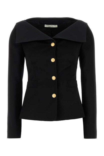WOOL SATIN JACKET WITH MIKADO COLLAR BLAZERS AND VESTS