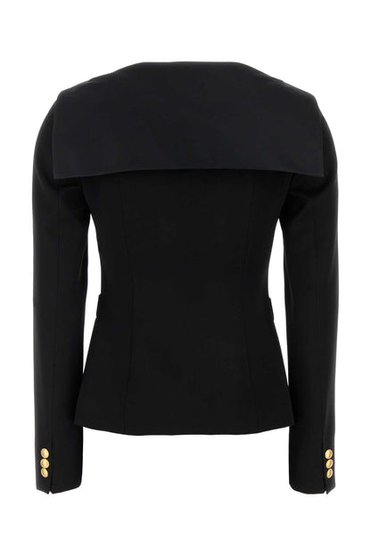 WOOL SATIN JACKET WITH MIKADO COLLAR BLAZERS AND VESTS