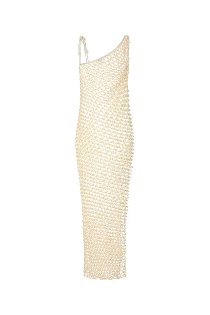 SERENE HAND CROCHET ONE SHOULDER MAXI DRESS DRESSES