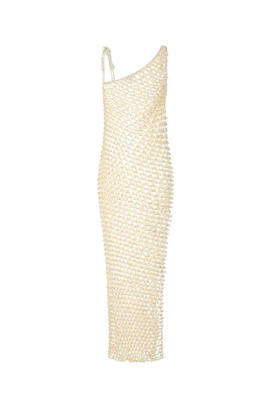 SERENE HAND CROCHET ONE SHOULDER MAXI DRESS DRESSES