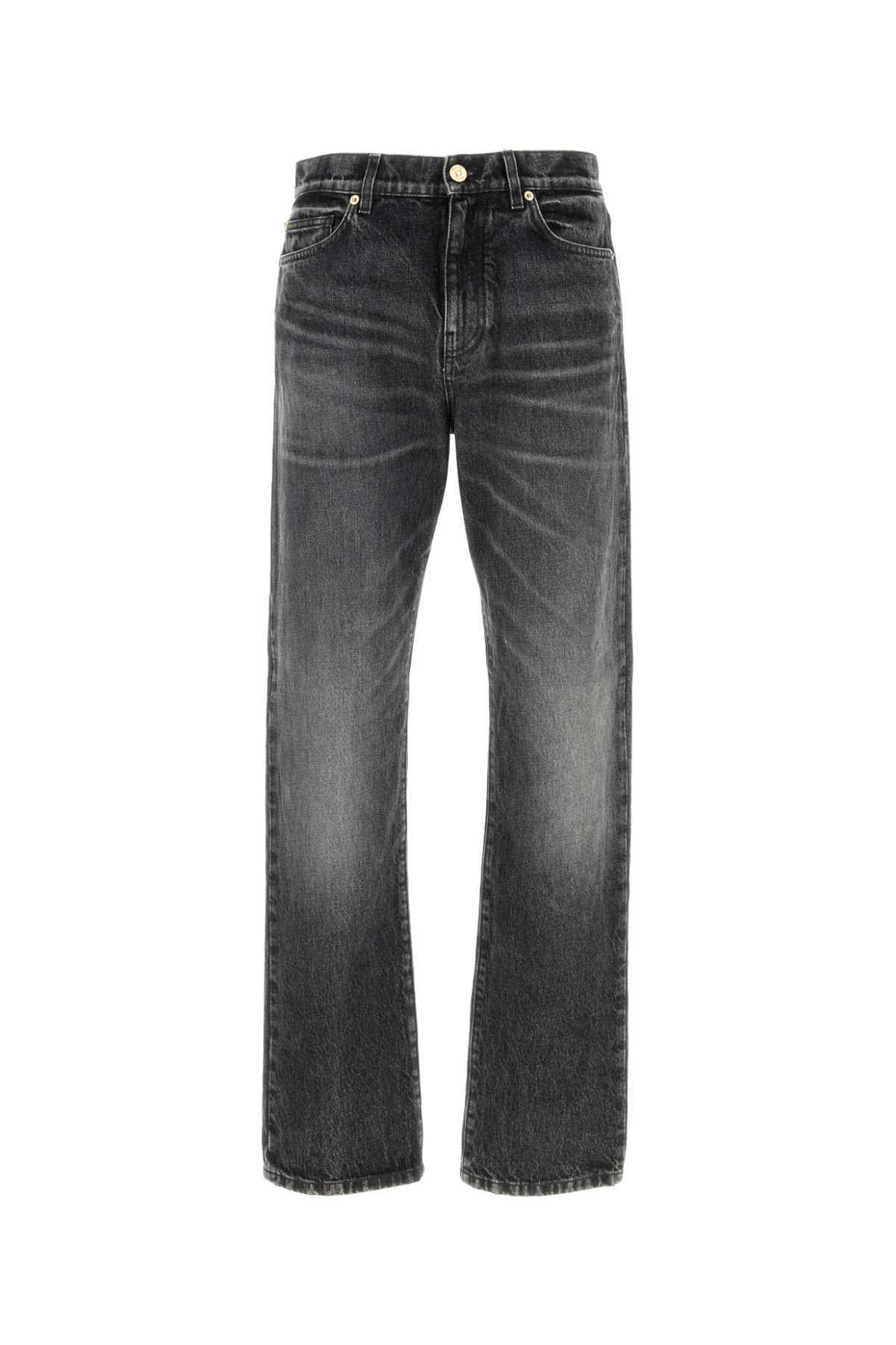 PANT DENIM STONE WASH BLACK DENIM FABRIC + EMBOSSE JEANS