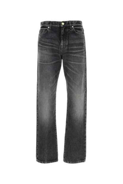 PANT DENIM STONE WASH BLACK DENIM FABRIC + EMBOSSE JEANS