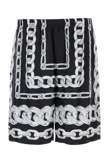 SHORTS MEDUSA CHAINS PRINT SILK TWILL SHORTS
