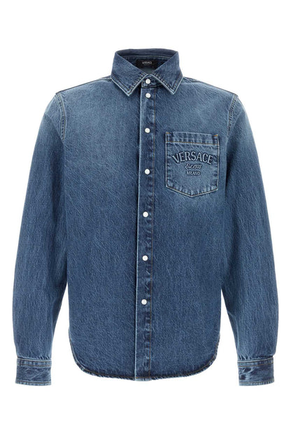 SHIRT DENIM STONE WASH BLUE DENIM FABRIC + EMBOSSE SHIRTS