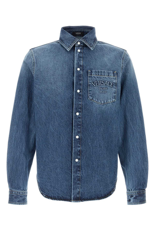SHIRT DENIM STONE WASH BLUE DENIM FABRIC + EMBOSSE SHIRTS