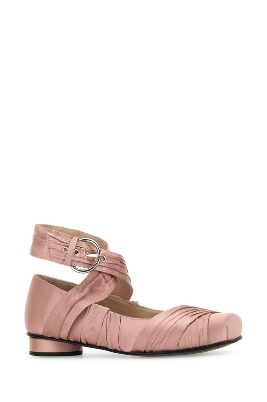 VOLANT SILKY PINK LEATHER BALLET FLATS BALLERINAS