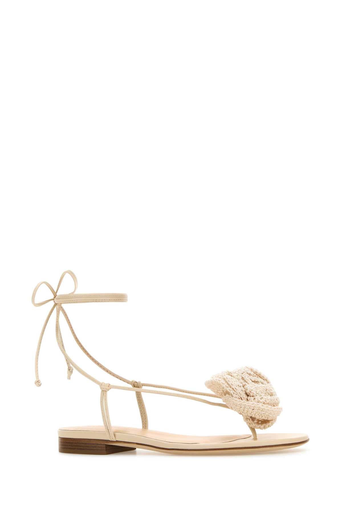 Magda Butrym Ss23 wrap around flat flower sandals crochet cream