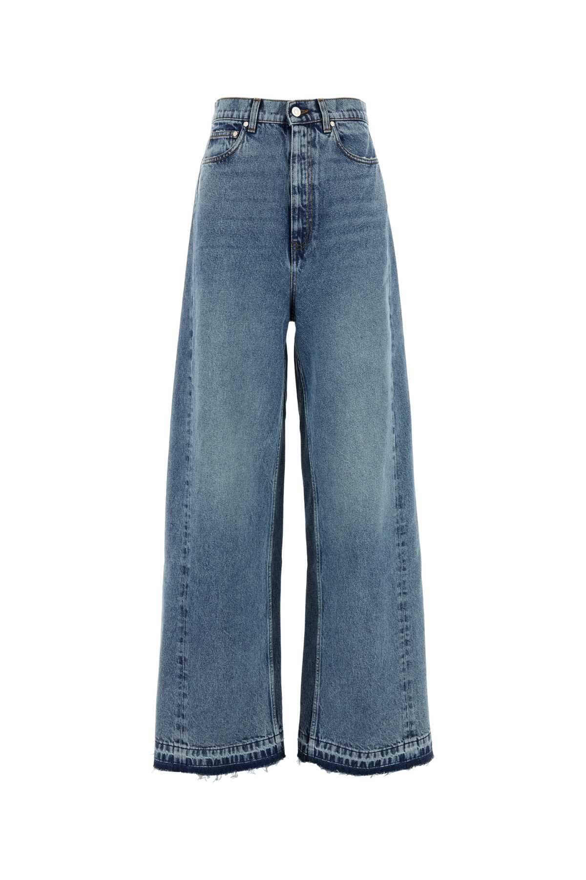 Two Tonal Fabric Paneled Wide Leg Jeans JEANS