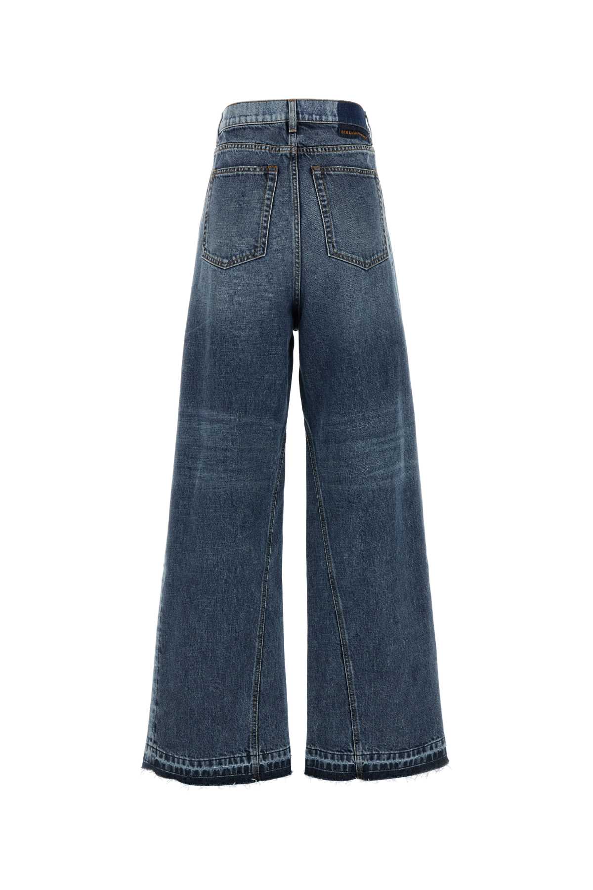 Two Tonal Fabric Paneled Wide Leg Jeans JEANS