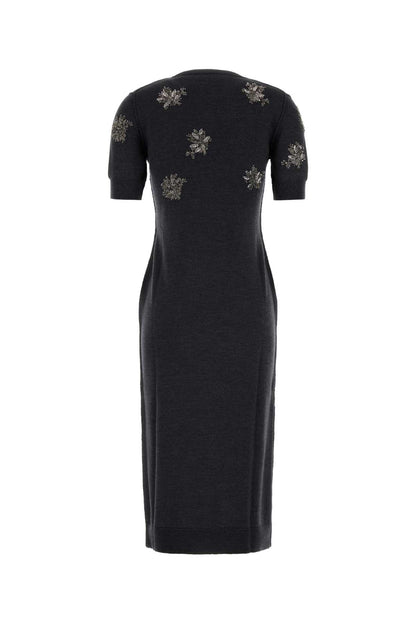MIDI KNITTED SEQUINED FLOWER DRESS DRESSES