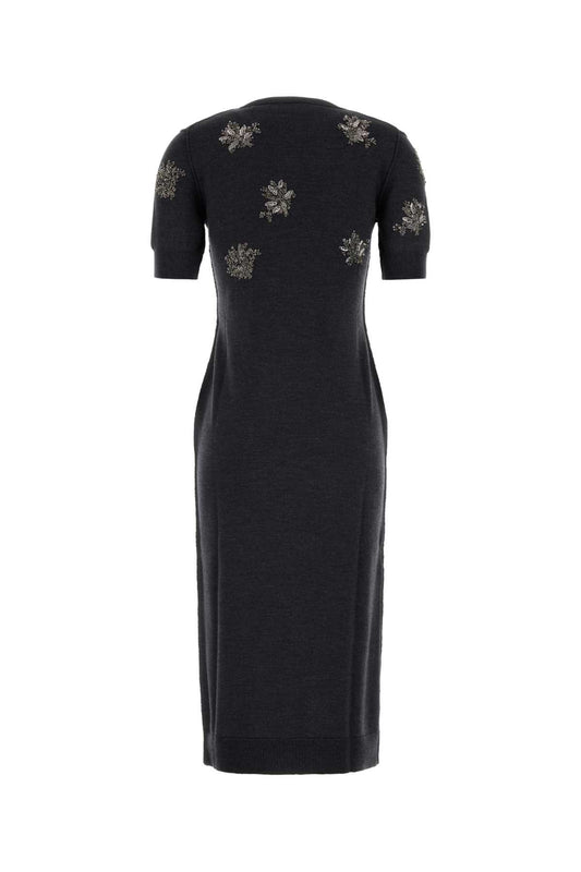 MIDI KNITTED SEQUINED FLOWER DRESS DRESSES