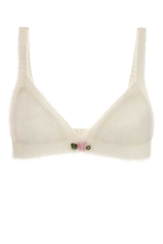 Alessandra Rich Carded mohair knit bra with embroidery