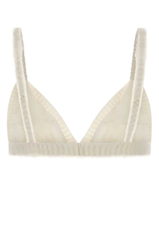 Alessandra Rich Carded mohair knit bra with embroidery