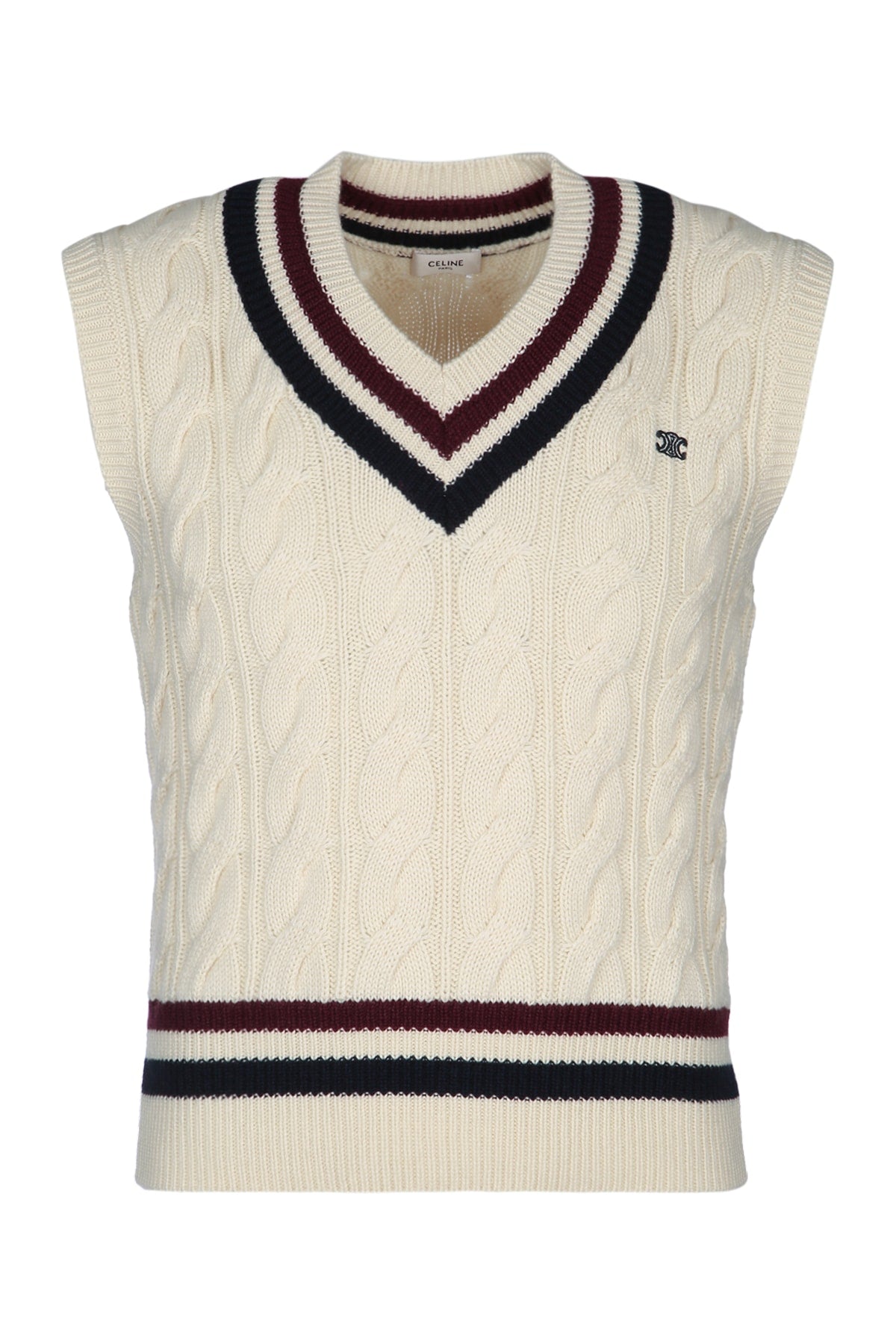 PULL SANS MANCHES COL V-CASHMERE TORSADE CRICKET TOPS
