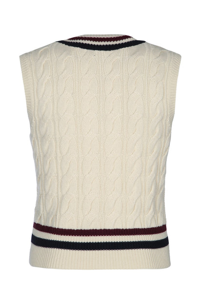 PULL SANS MANCHES COL V-CASHMERE TORSADE CRICKET TOPS