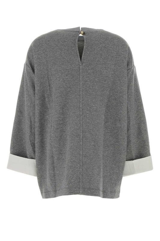 Carven Jt305-silk cuff sweatshirt
