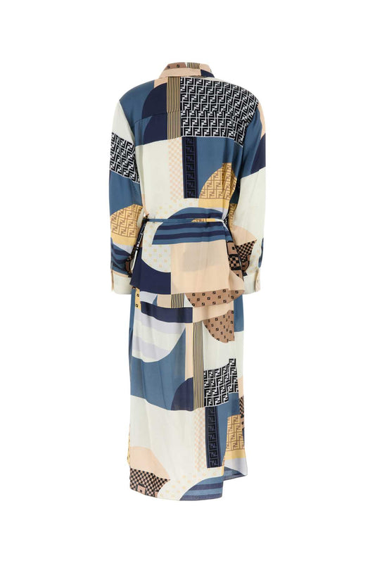 DRESS PATCHWORK CREPE SATIN DRESSES