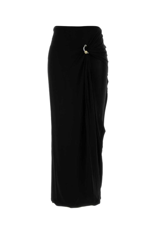 Jean Paul Gaultier Stretch viscose double layer long skirt with "gaul